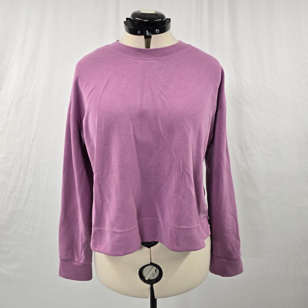 Athleta Seasoft Crewneck Sweatshirt Women's L Mauve Purple Relaxed Slight Crop